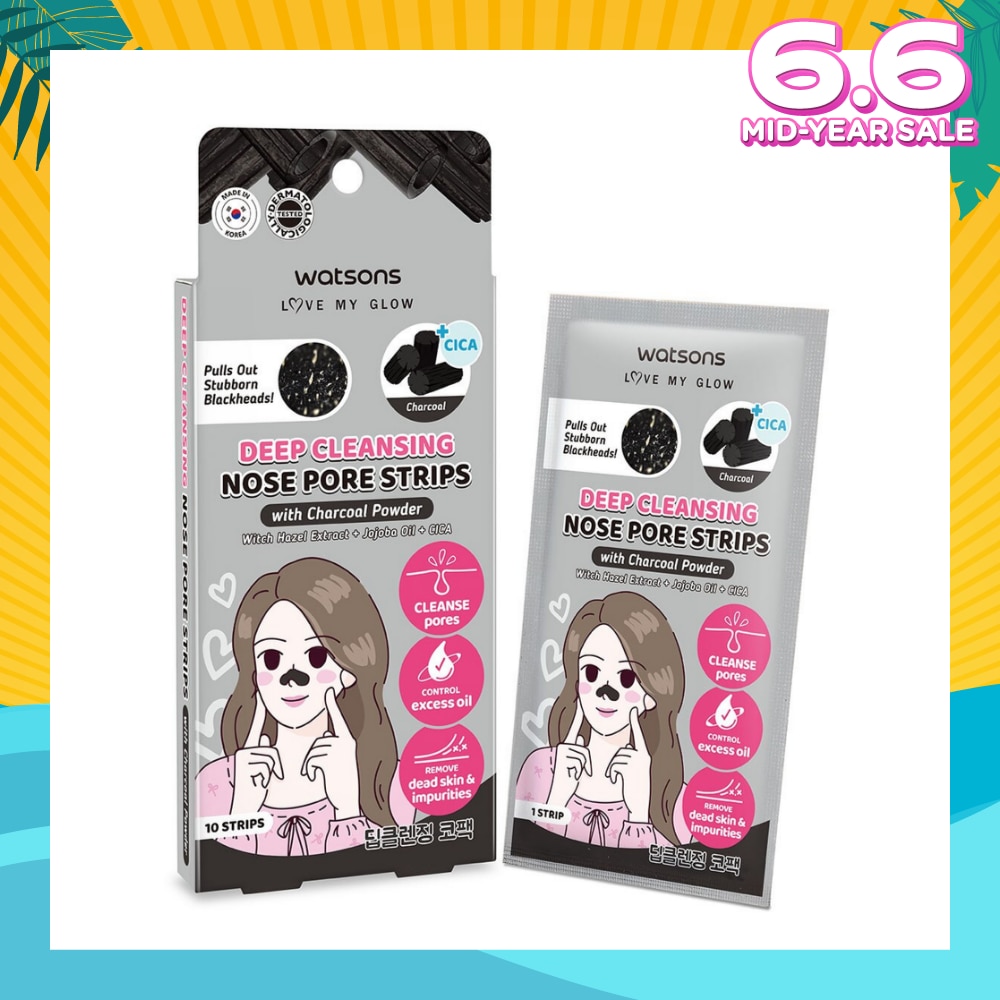 Deep Cleansing Nose Pore Strip With Charcoal Powder (With Hazel Extract + Jojoba Oil + Cica) 10s