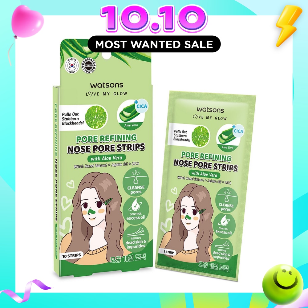 Pore Refining Nose Pore Strips With Aloe Vera (With Hazel Extract + Jojoba Oil + Cica) 10s image