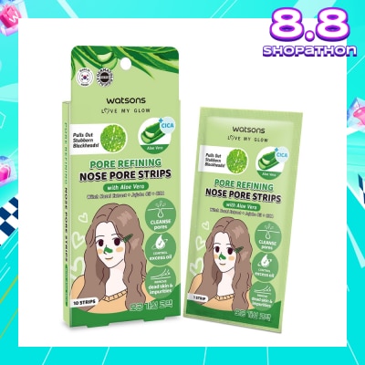WATSONS Pore Refining Nose Pore Strips With Aloe Vera (With Hazel Extract + Jojoba Oil + Cica) 10s