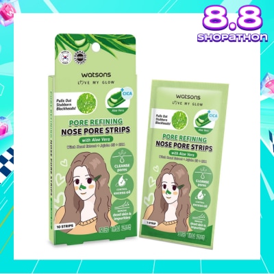 WATSONS Pore Refining Nose Pore Strips With Aloe Vera (With Hazel Extract + Jojoba Oil + Cica) 10s