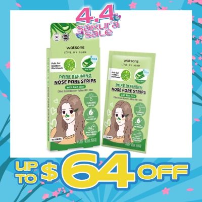 WATSONS - Pore Refining Nose Pore Strips With Aloe Vera (With Hazel Extract + Jojoba Oil + Cica) 10s
