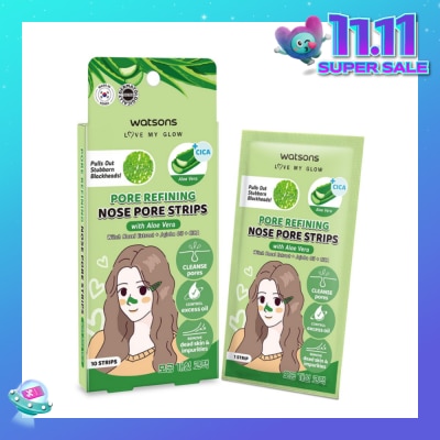 WATSONS Pore Refining Nose Pore Strips With Aloe Vera (With Hazel Extract + Jojoba Oil + Cica) 10s