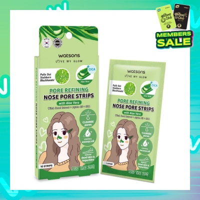 WATSONS Pore Refining Nose Pore Strips With Aloe Vera (With Hazel Extract + Jojoba Oil + Cica) 10s