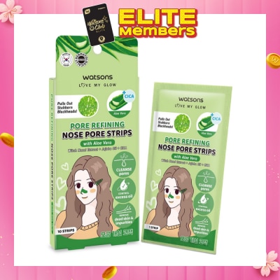 WATSONS Pore Refining Nose Pore Strips With Aloe Vera (With Hazel Extract + Jojoba Oil + Cica) 10s
