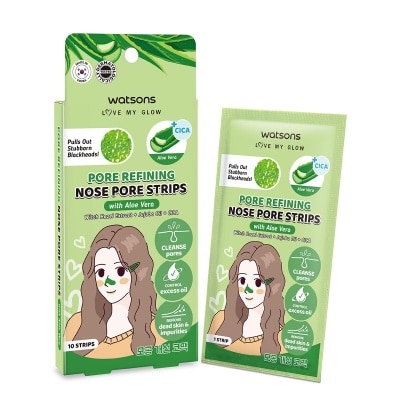 WATSONS Pore Refining Nose Pore Strips With Aloe Vera (With Hazel Extract + Jojoba Oil + Cica) 10s