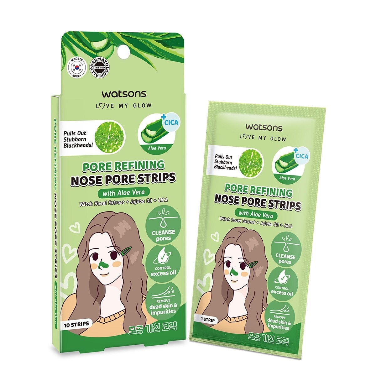 Pore Refining Nose Pore Strips With Aloe Vera (With Hazel Extract + Jojoba Oil + Cica) 10s