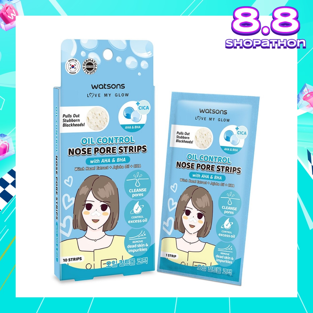 Oil Control Nose Pore Strips With AHA & BHA (With Hazel Extract + Jojoba Oil + Cica) 10s