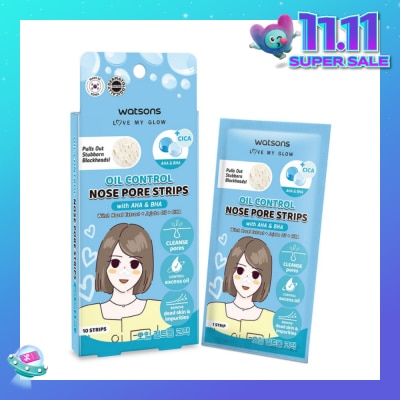 WATSONS Oil Control Nose Pore Strips With AHA & BHA (With Hazel Extract + Jojoba Oil + Cica) 10s