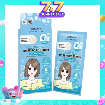 WATSONS - Oil Control Nose Pore Strips With AHA & BHA (With Hazel Extract + Jojoba Oil + Cica) 10s
