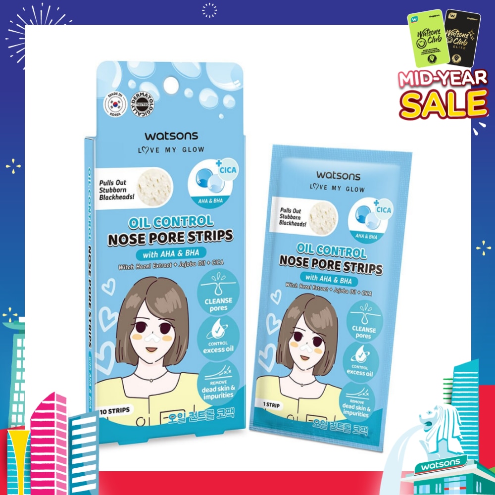 Oil Control Nose Pore Strips With AHA & BHA (With Hazel Extract + Jojoba Oil + Cica) 10s