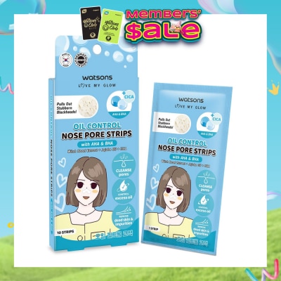 WATSONS - Oil Control Nose Pore Strips With AHA & BHA (With Hazel Extract + Jojoba Oil + Cica) 10s