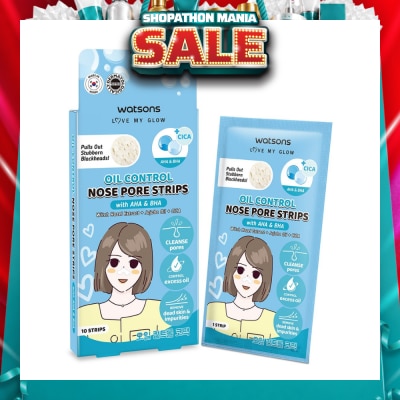 WATSONS - Oil Control Nose Pore Strips With AHA & BHA (With Hazel Extract + Jojoba Oil + Cica) 10s