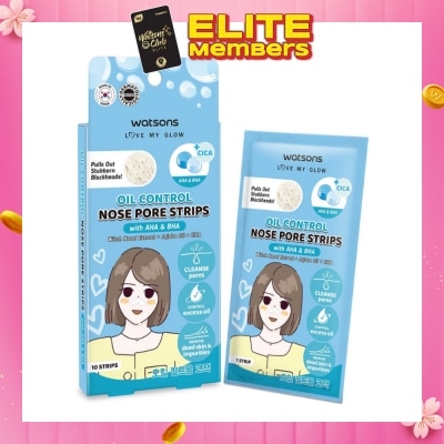 WATSONS Oil Control Nose Pore Strips With AHA & BHA (With Hazel Extract + Jojoba Oil + Cica) 10s