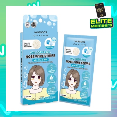 WATSONS Oil Control Nose Pore Strips With AHA & BHA (With Hazel Extract + Jojoba Oil + Cica) 10s