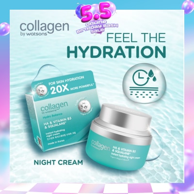 COLLAGEN BY WATSONS - Hydro Balance HA & Vitamin B5 & Squalane Instant Hydrating Night Cream 50ml