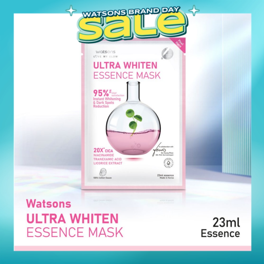 Ultra Whiten Essence Sheet Mask 23ml (With 3% Niacinamide, Tranexamic Acid & Licorice Extract) 1s