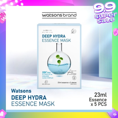 WATSONS Deep Hydra Essence Sheet Mask 23ml (With 10 Types Of Hyaluronic Acid, Algae Complex & Ceramide) 5s