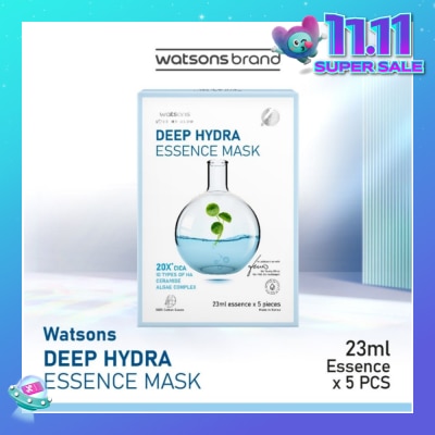WATSONS Deep Hydra Essence Sheet Mask 23ml (With 10 Types Of Hyaluronic Acid, Algae Complex & Ceramide) 5s