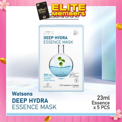 WATSONS Deep Hydra Essence Sheet Mask 23ml (With 10 Types Of Hyaluronic Acid, Algae Complex & Ceramide) 5s