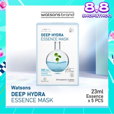 WATSONS Deep Hydra Essence Sheet Mask 23ml (With 10 Types Of Hyaluronic Acid, Algae Complex & Ceramide) 5s