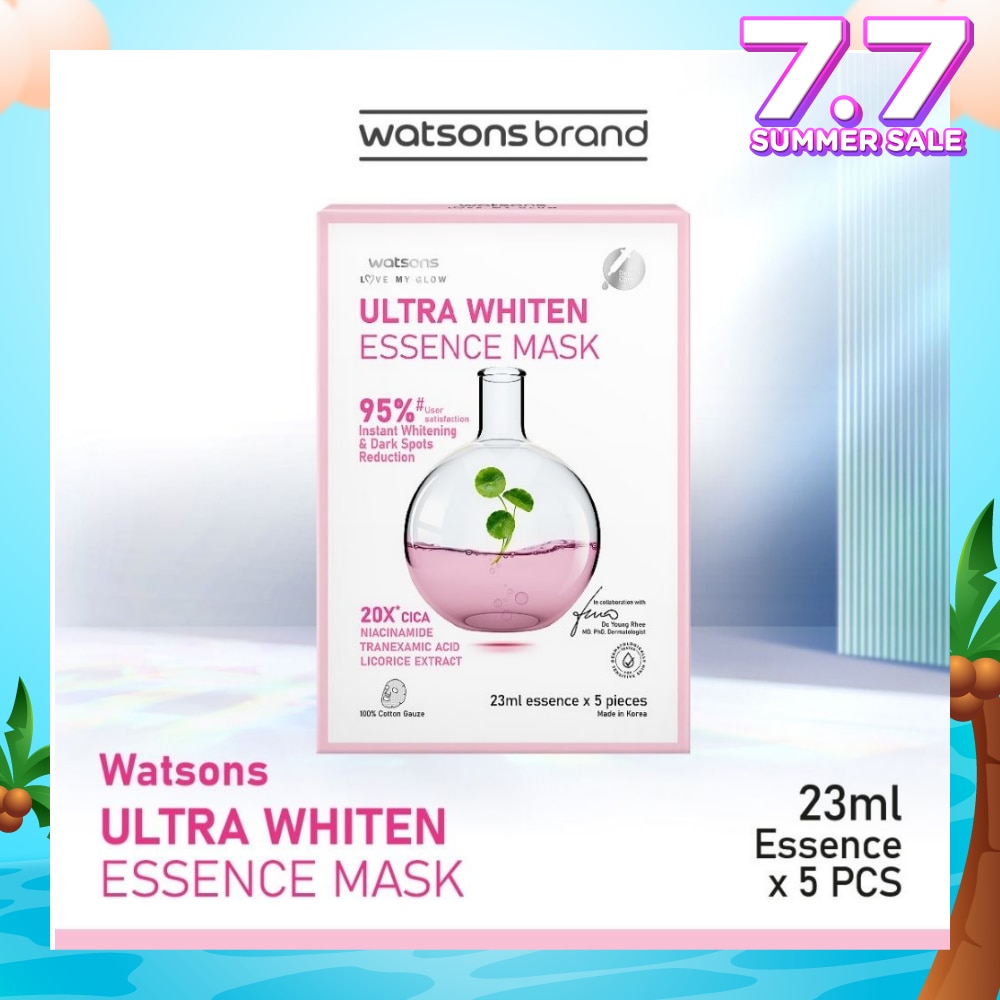 Ultra Whiten Essence Sheet Mask 23ml (With 3% Niacinamide, Tranexamic Acid & Licorice Extract) 5s