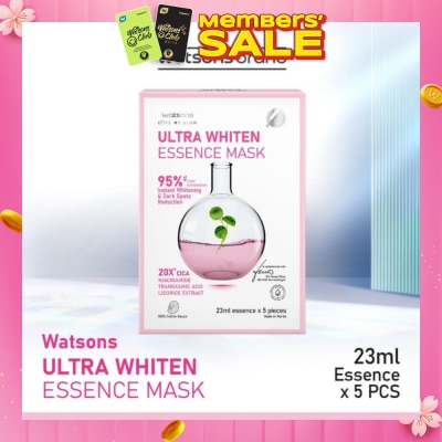 WATSONS Ultra Whiten Essence Sheet Mask 23ml (With 3% Niacinamide, Tranexamic Acid & Licorice Extract) 5s