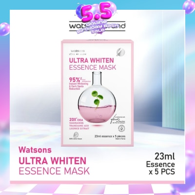 WATSONS - Ultra Whiten Essence Sheet Mask 23ml (With 3% Niacinamide, Tranexamic Acid & Licorice Extract) 5s