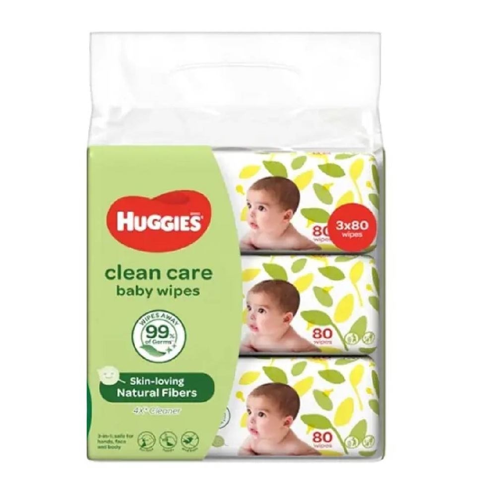 Clean Care Baby Wipes 3 Packs x 80 Wipes