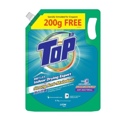 TOP Concentrated Liquid Detergent Super Low Suds Anti-Bacterial Refill 1.5kg + 200g