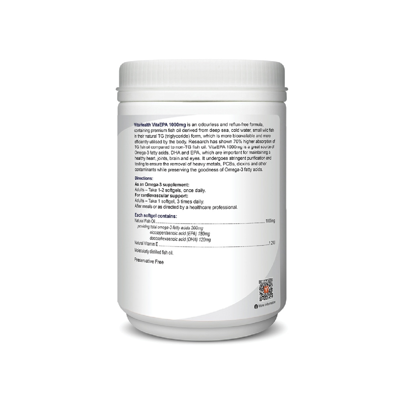 VitaEPA Odourless Fish Oil 1000mg Softgel 250s image