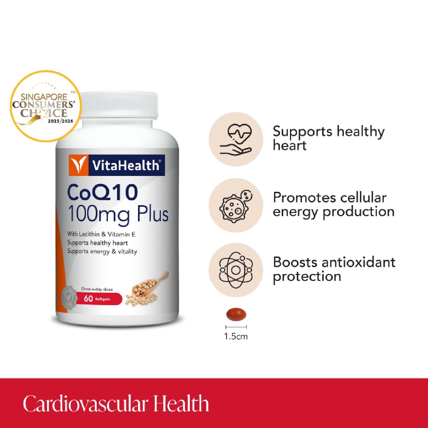 CoQ10 100mg Plus Softgel for Healthy Heart, Energy & Vitality 60s image