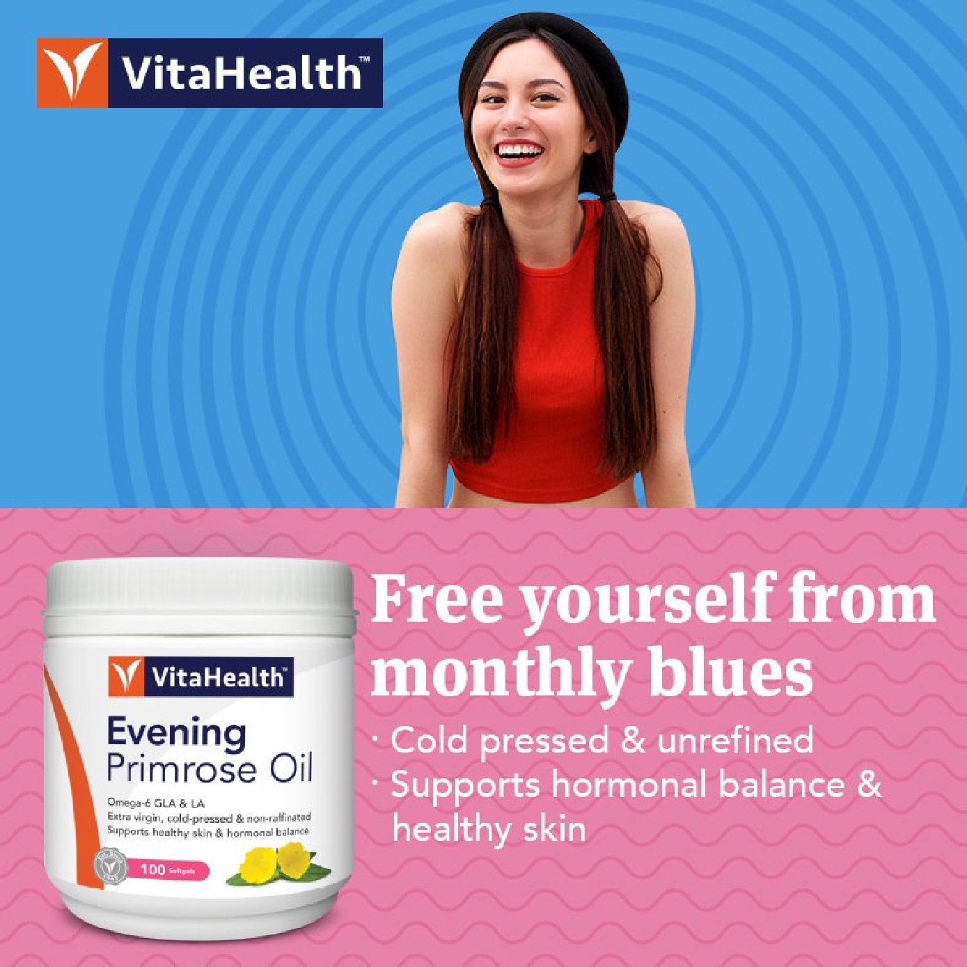 Evening Primrose Oil 1000mg Softgel for Healthy Skin & Hormonal Balance 100s image