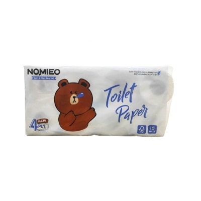 NOMIEO Toilet Paper Bathroom Tissue Pure Pulp 4 Ply Roll 16s