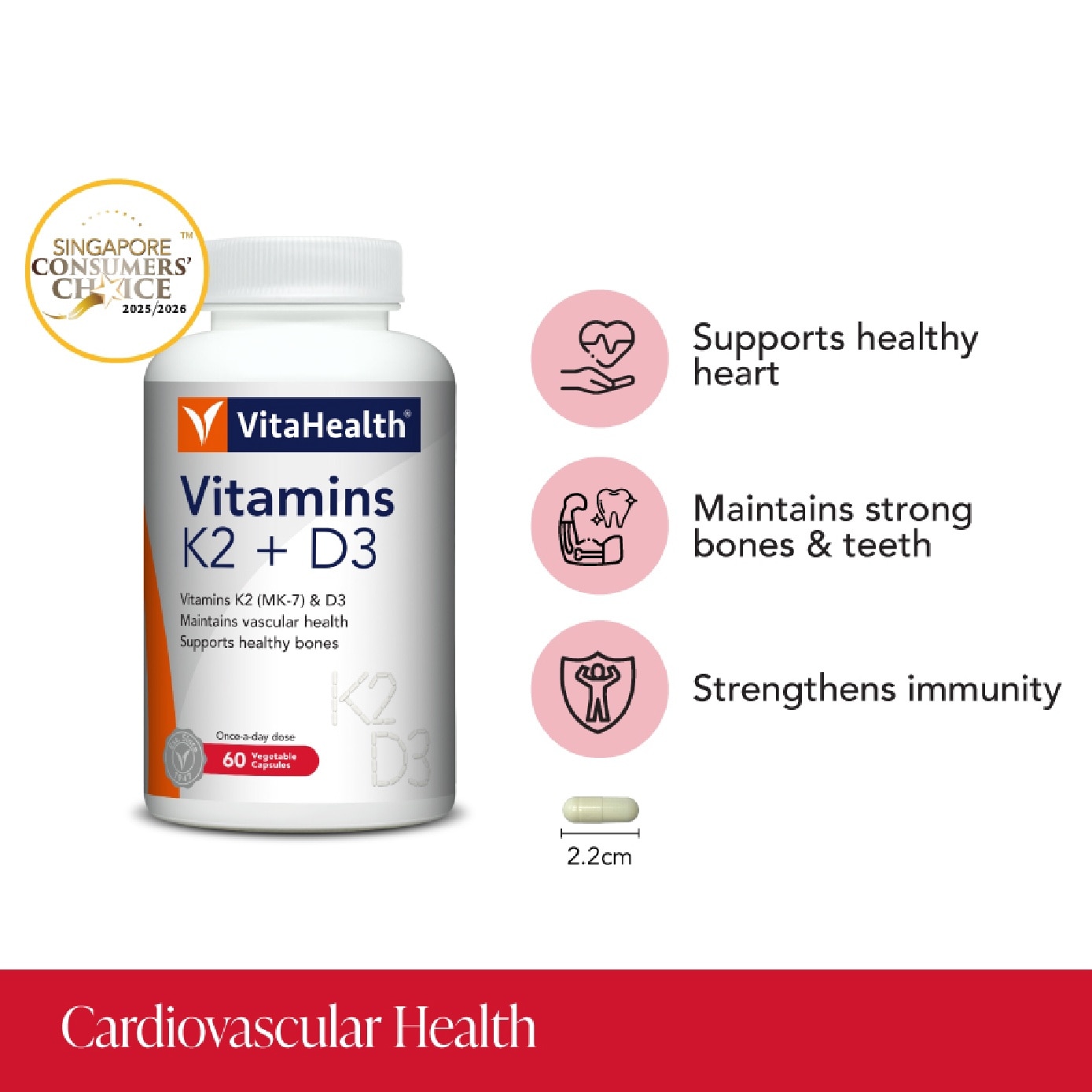Vitamins K2 + D3 Vegetable Capsule 60s