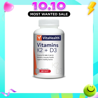 VITAHEALTH Vitamins K2 + D3 Vegetable Capsule 60s image