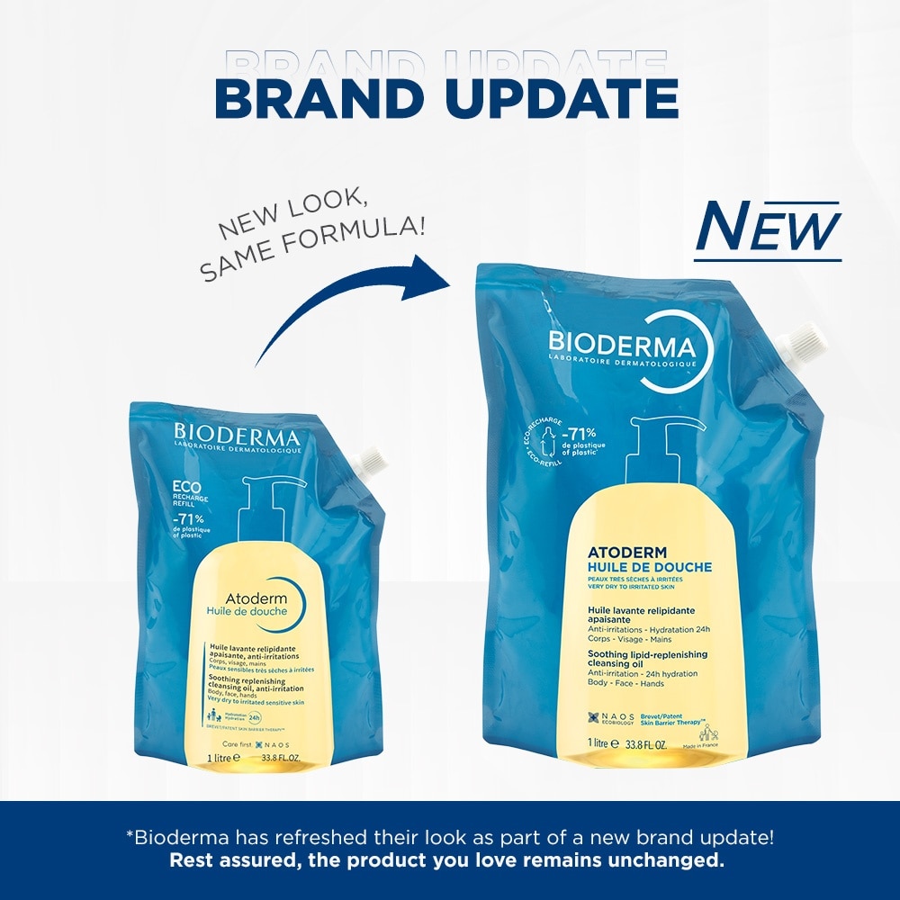 Atoderm Huile de douche Anti-Irritation Face & Body Cleansing Shower Oil Eco Refill Pack 1L