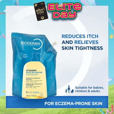 BIODERMA - Atoderm Huile de douche Anti-Irritation Face & Body Cleansing Shower Oil Eco Refill Pack 1L