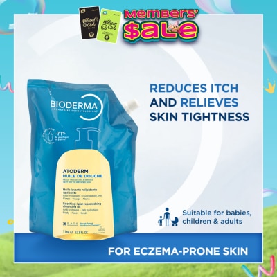 BIODERMA - Atoderm Huile de douche Anti-Irritation Face & Body Cleansing Shower Oil Eco Refill Pack 1L