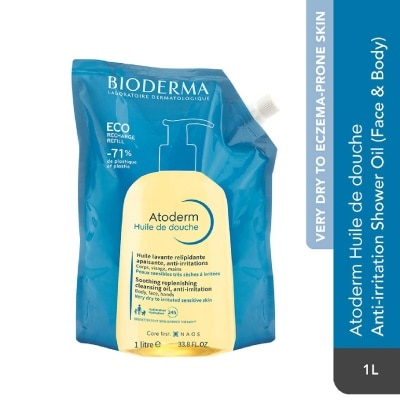 BIODERMA Atoderm Huile de douche Anti-Irritation Face & Body Cleansing Shower Oil Eco Refill Pack 1L