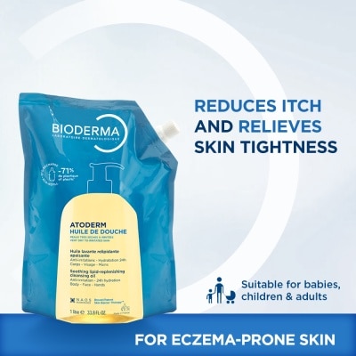 BIODERMA Atoderm Huile de douche Anti-Irritation Face & Body Cleansing Shower Oil Eco Refill Pack 1L