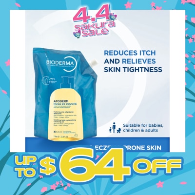 BIODERMA - Atoderm Huile de douche Anti-Irritation Face & Body Cleansing Shower Oil Eco Refill Pack 1L