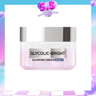 L'OREAL PARIS SKINCARE - Glycolic-Bright Glowing Cream Night (To Reduce Dullness & Boosts Glow Overnight) 15ml