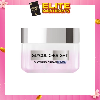 L'OREAL PARIS SKINCARE Glycolic-Bright Glowing Cream Night (To Reduce Dullness & Boosts Glow Overnight) 15ml