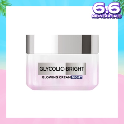 L'OREAL PARIS SKINCARE Glycolic-Bright Glowing Cream Night (To Reduce Dullness & Boosts Glow Overnight) 15ml