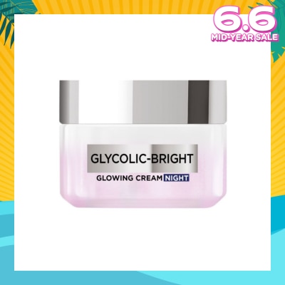 L'OREAL PARIS SKINCARE Glycolic-Bright Glowing Cream Night (To Reduce Dullness & Boosts Glow Overnight) 15ml