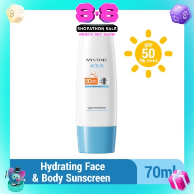 MISTINE - Aqua Multi-Care Hydrate & Light Ultra Protection Face & Body Sunscreen SPF50 PA++++ 70ml