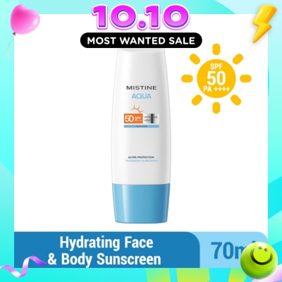 MISTINE Aqua Multi Care Hydrate & Light Ultra Protection Face & Body Sunscreen SPF50 PA++++ 70ml image