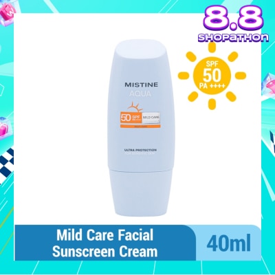 MISTINE E Aqua Mild Care Ultra Protection Facial Sunscreen Cream SPF50 PA++++ (For Sensitive Skin) 40ml