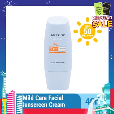 MISTINE E Aqua Mild Care Ultra Protection Facial Sunscreen Cream SPF50 PA++++ (For Sensitive Skin) 40ml