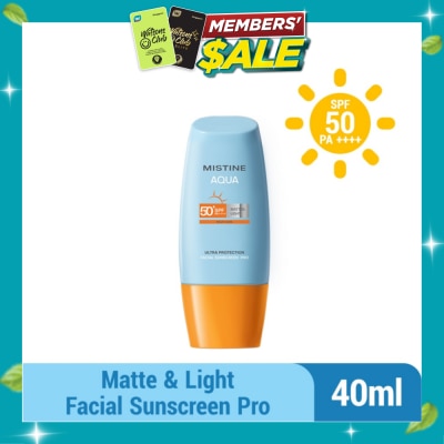 MISTINE Aqua Multi Care Matte & Light Ultra Protection Facial Sunscreen Pro SPF50 PA++++ 40ml (Expiry: May`2027) image